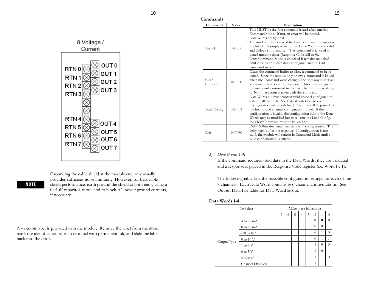 Terminal block layout, Labeling the terminals | Spectrum Controls 1762sc-OF8 User Manual | Page 10 / 12