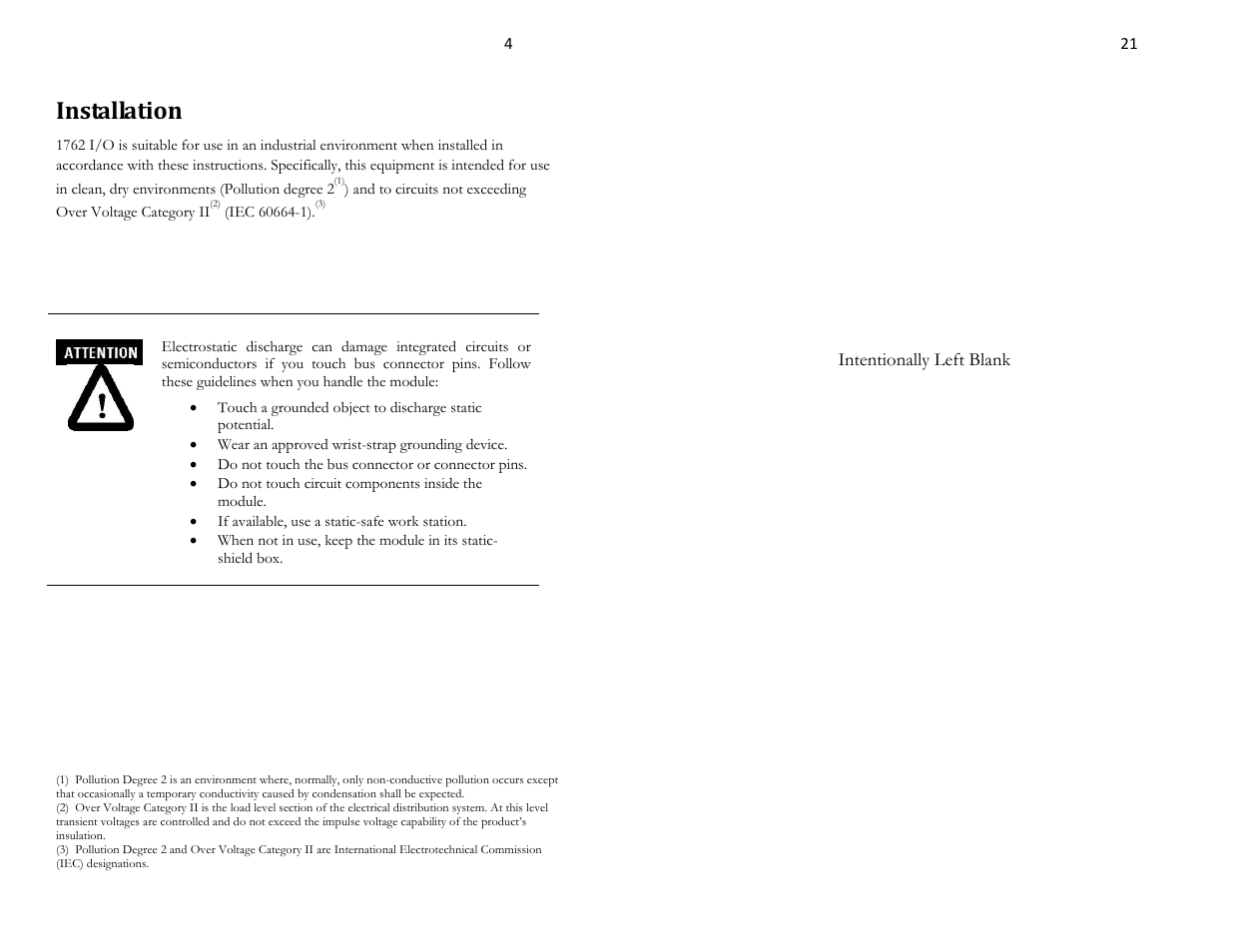 Installation, Prevent electrostatic discharge | Spectrum Controls 1762sc-OF8 User Manual | Page 4 / 12