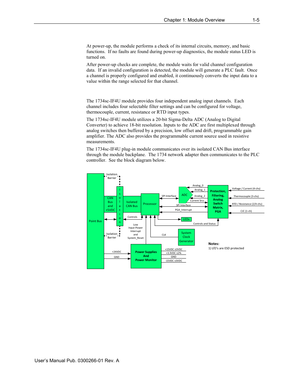 1 module power-up, 2 module operation | Spectrum Controls 1734sc-IF4U User Manual | Page 11 / 50