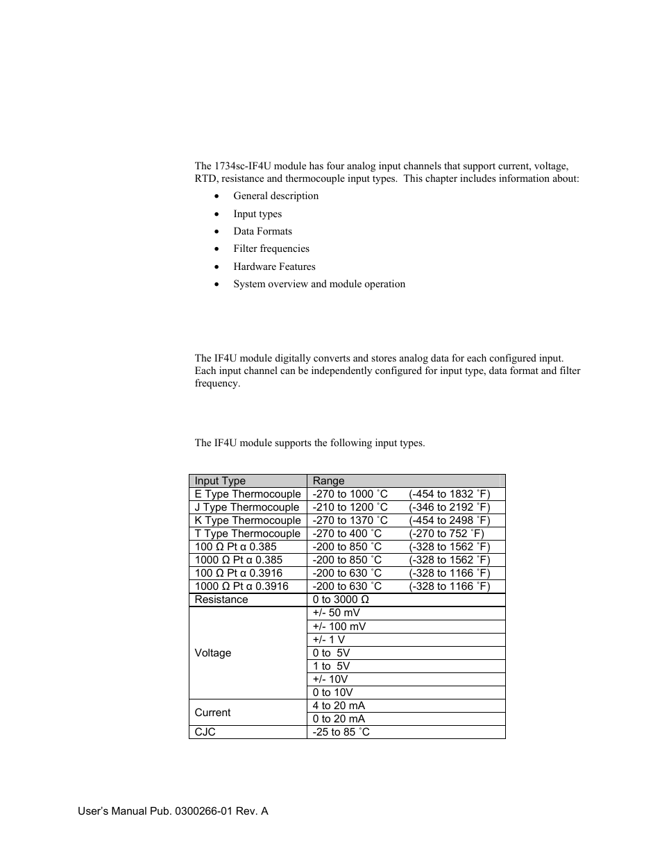 Chapter 1 module overview | Spectrum Controls 1734sc-IF4U User Manual | Page 7 / 50