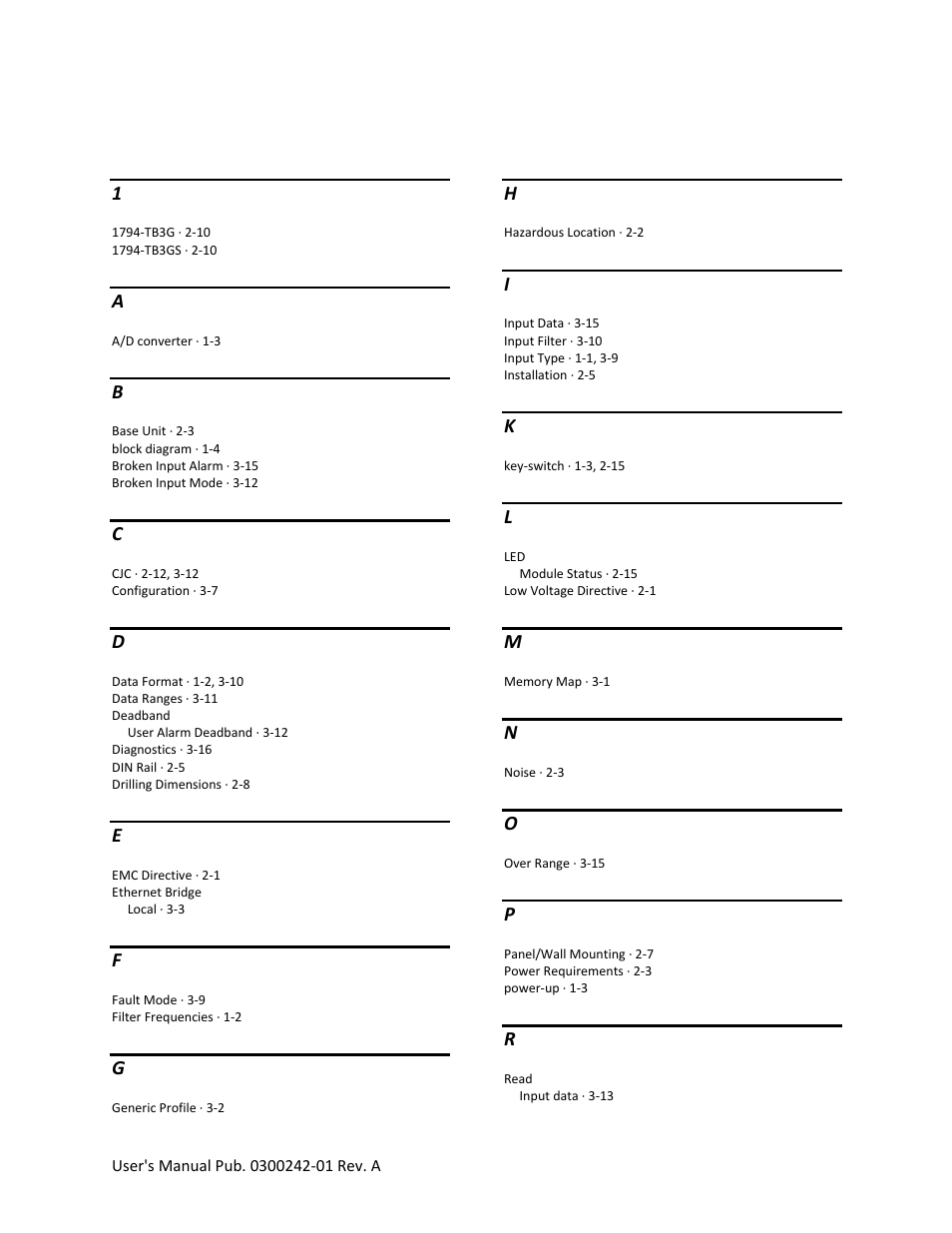 Index | Spectrum Controls 1794sc-IRT8I User Manual | Page 51 / 54