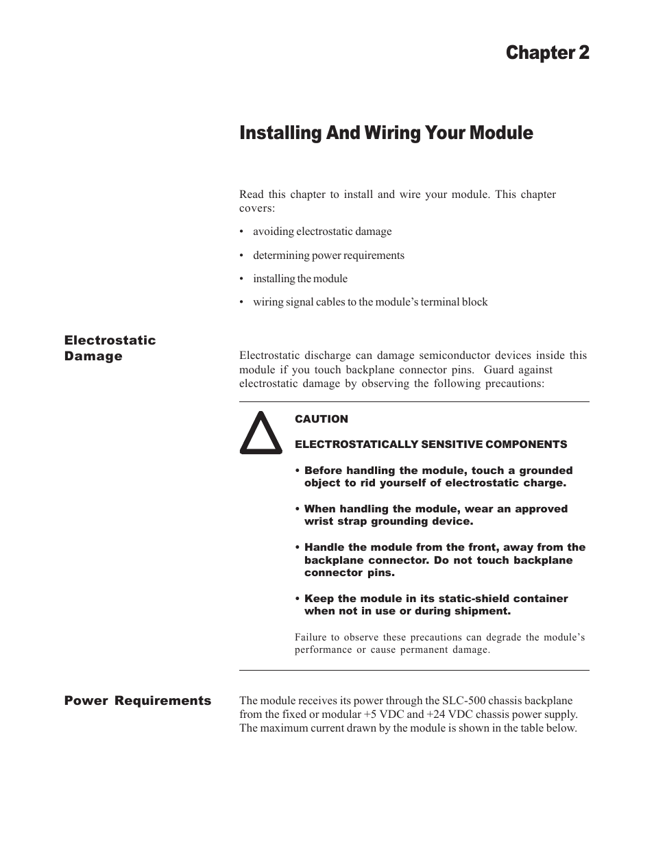 Installing and wiring your module, Chapter 2 | Spectrum Controls 1746sc-NI8u User Manual | Page 21 / 130