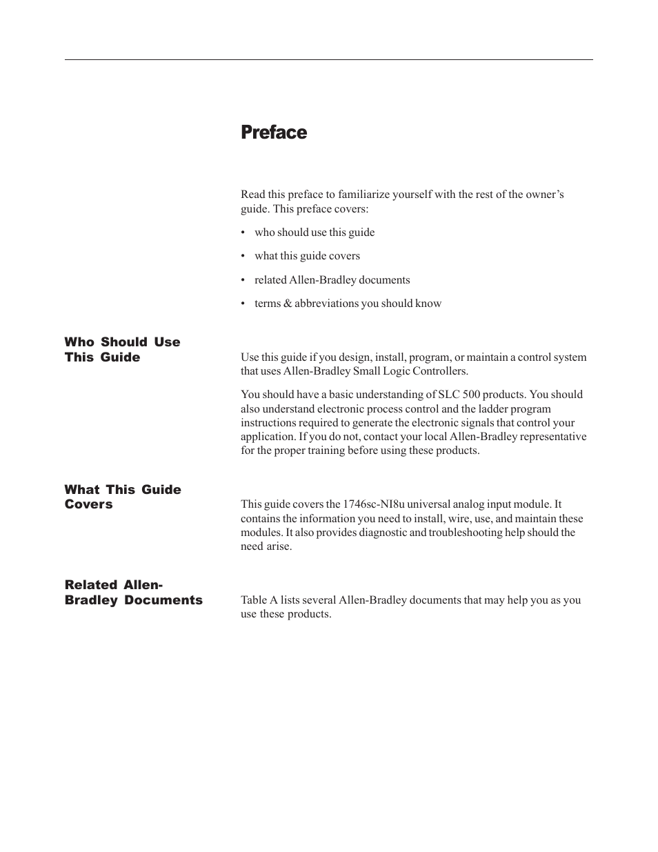 Preface | Spectrum Controls 1746sc-NI8u User Manual | Page 5 / 130
