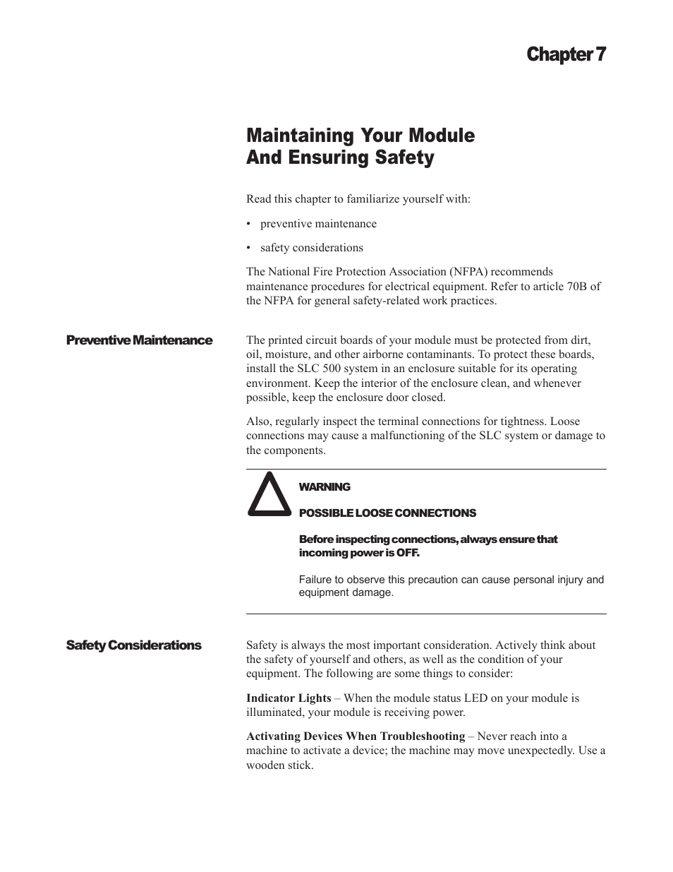 Maintaining your module and ensuring safety, Chapter 7 | Spectrum Controls 1746sc-NI8u User Manual | Page 81 / 130