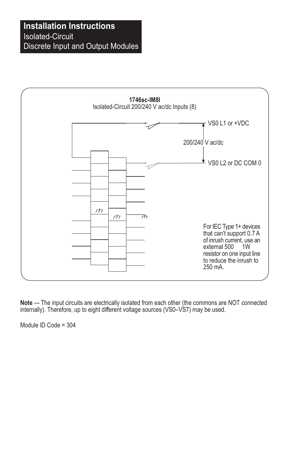 Installation instructions, Isolated-circuit discrete input and output modules | Spectrum Controls 1746sc-OAP8I User Manual | Page 22 / 27