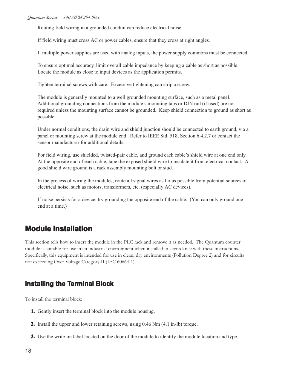 Module installation | Spectrum Controls 140 MPM 204 00sc User Manual | Page 16 / 66