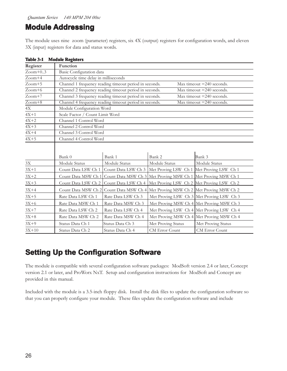 Module addressing, Setting up the configuration software | Spectrum Controls 140 MPM 204 00sc User Manual | Page 24 / 66