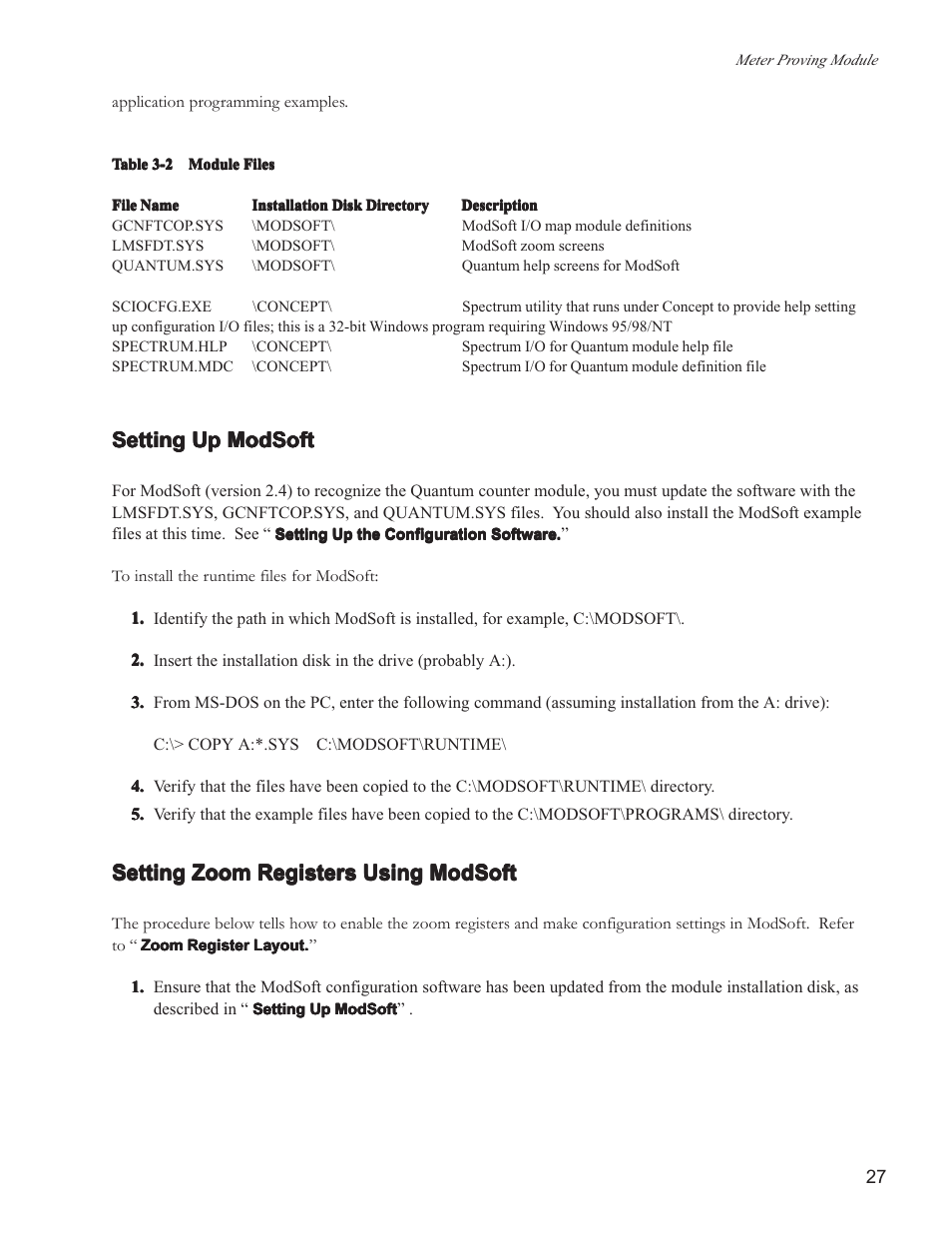Setting up modsoft, Setting zoom registers using modsoft | Spectrum Controls 140 MPM 204 00sc User Manual | Page 25 / 66