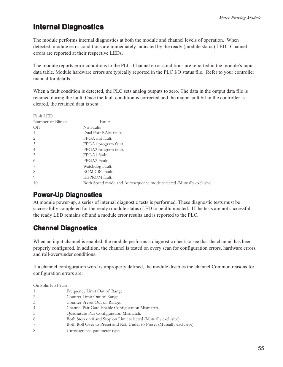 Internal diagnostics, Power-up diagnostics, Channel diagnostics | Spectrum Controls 140 MPM 204 00sc User Manual | Page 53 / 66