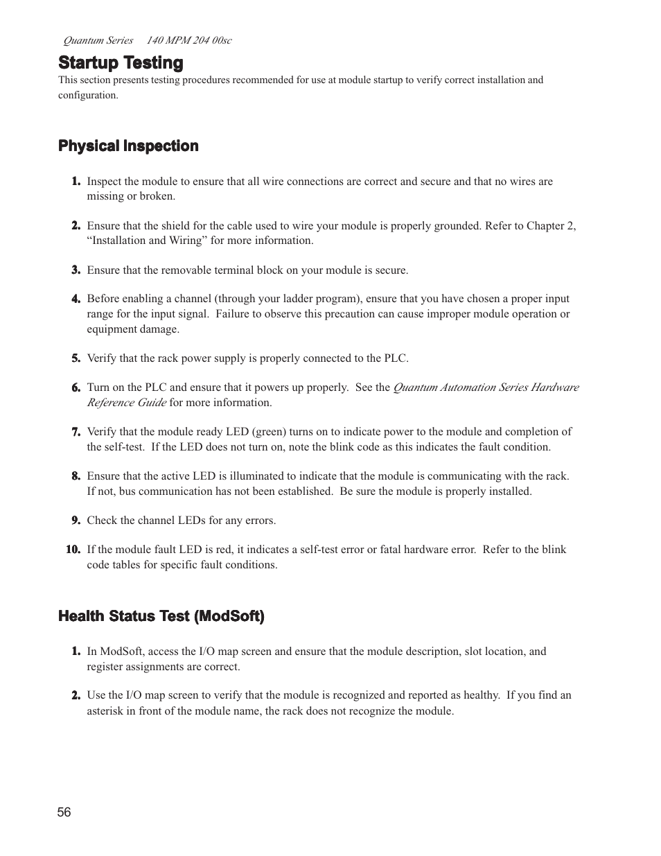 Startup t | Spectrum Controls 140 MPM 204 00sc User Manual | Page 54 / 66