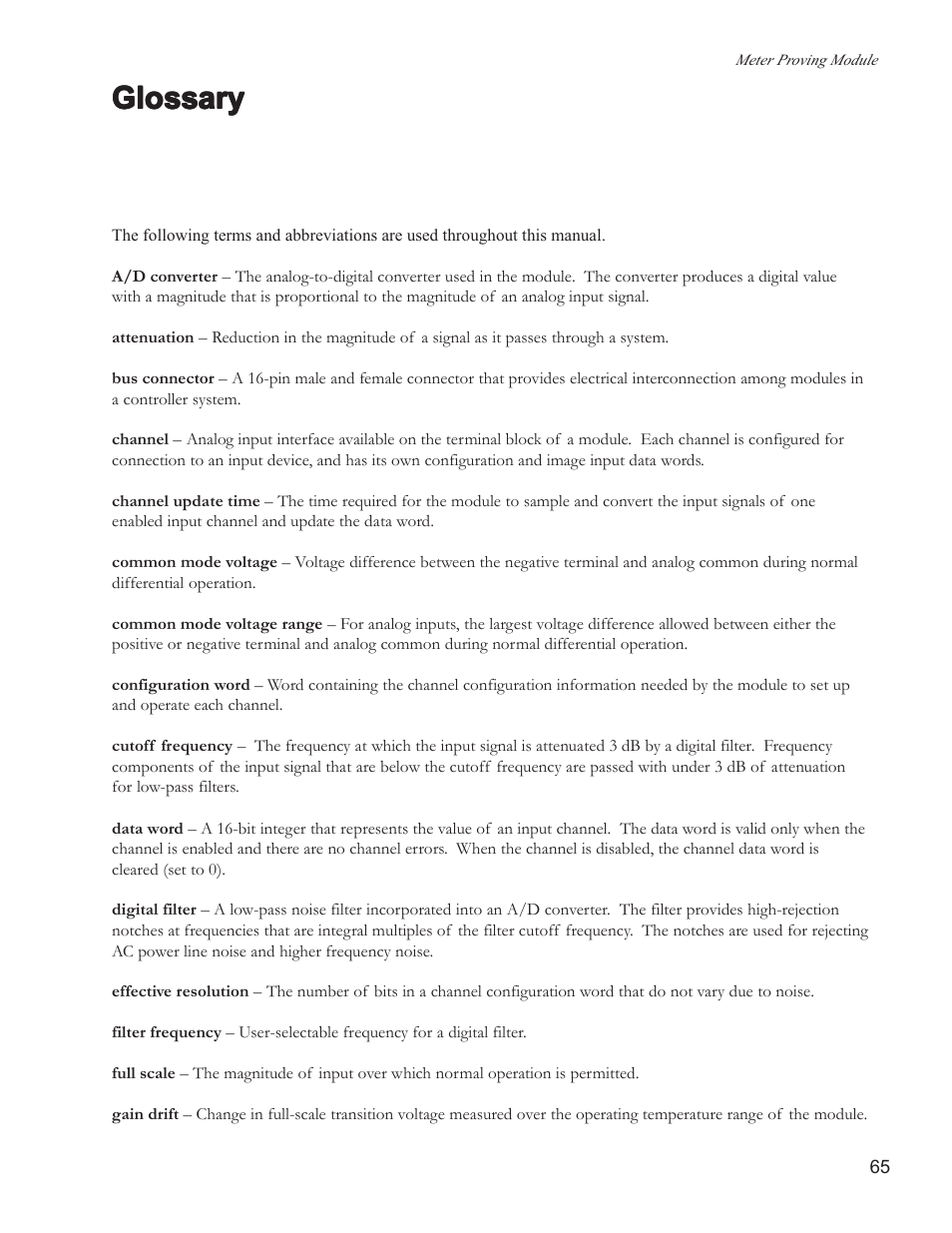 Glossary | Spectrum Controls 140 MPM 204 00sc User Manual | Page 63 / 66