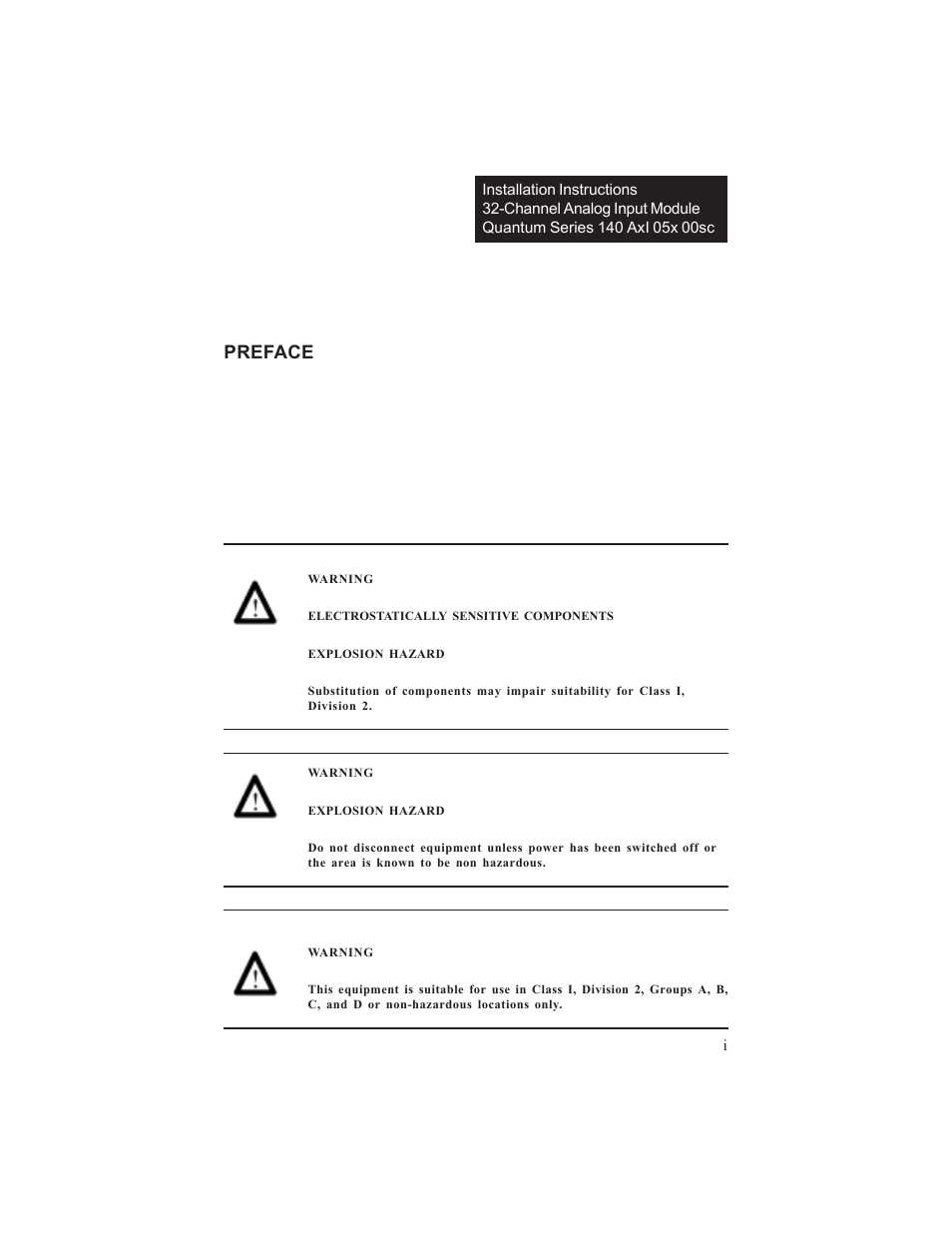 Preface | Spectrum Controls 140 ACI 051 00sc User Manual | Page 2 / 57