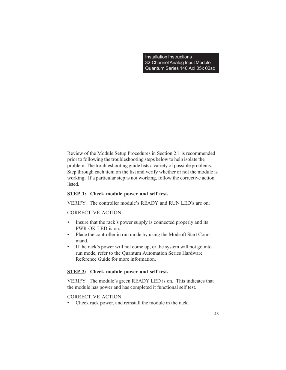 Chapter 7 troubleshooting | Spectrum Controls 140 ACI 051 00sc User Manual | Page 50 / 57