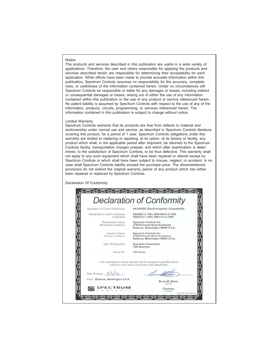Spectrum Controls 140 ACI 051 00sc User Manual | Page 56 / 57