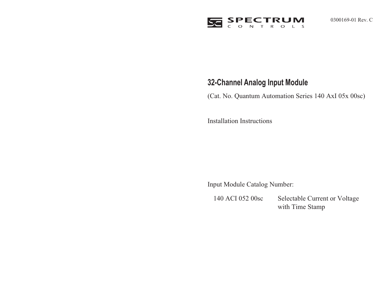 Spectrum Controls 140 ACI 052 00sc User Manual | 62 pages