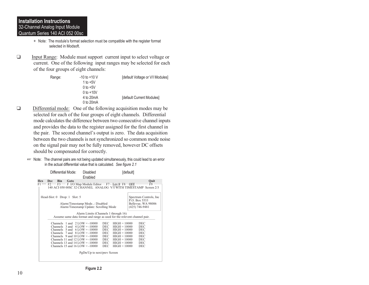 Installation instructions | Spectrum Controls 140 ACI 052 00sc User Manual | Page 16 / 62