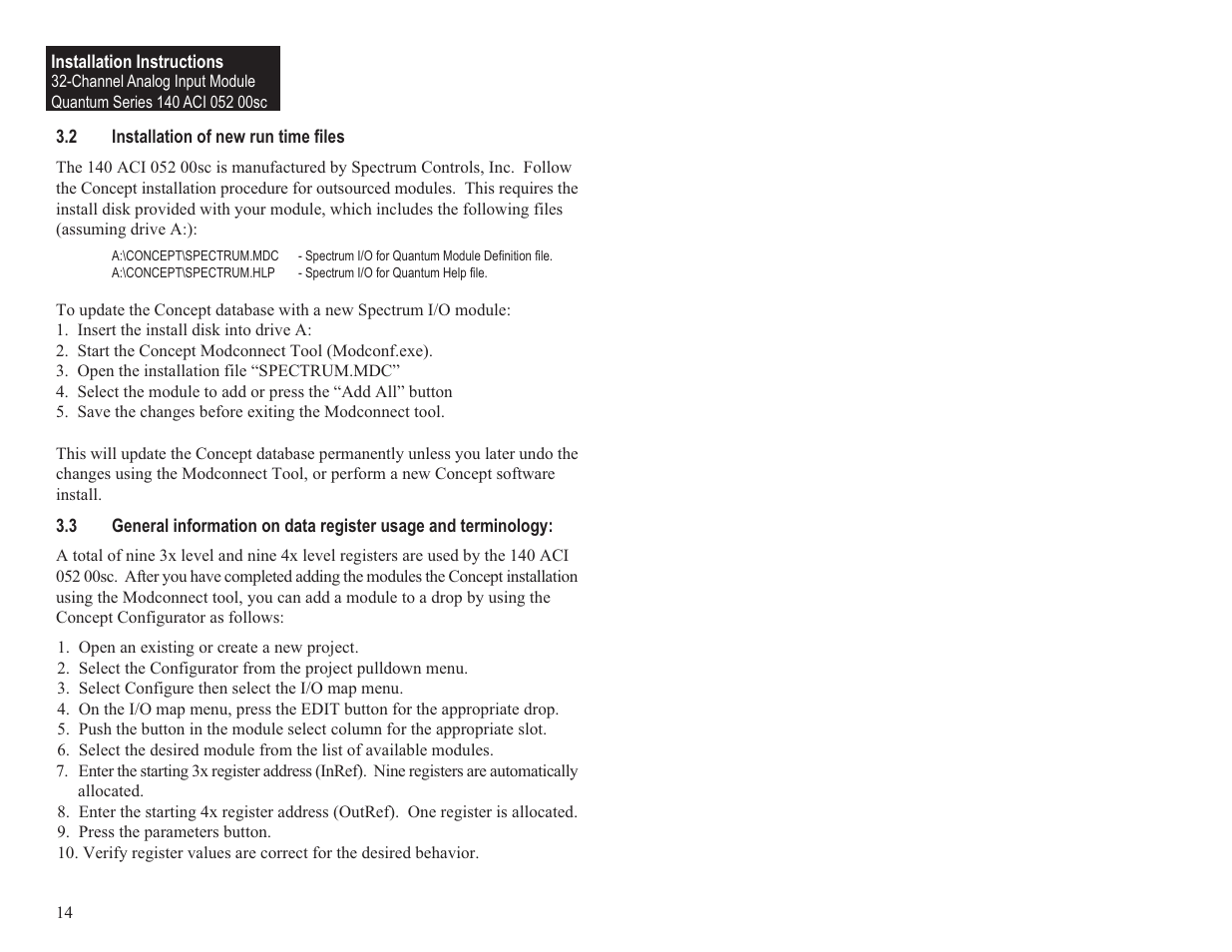 Spectrum Controls 140 ACI 052 00sc User Manual | Page 20 / 62