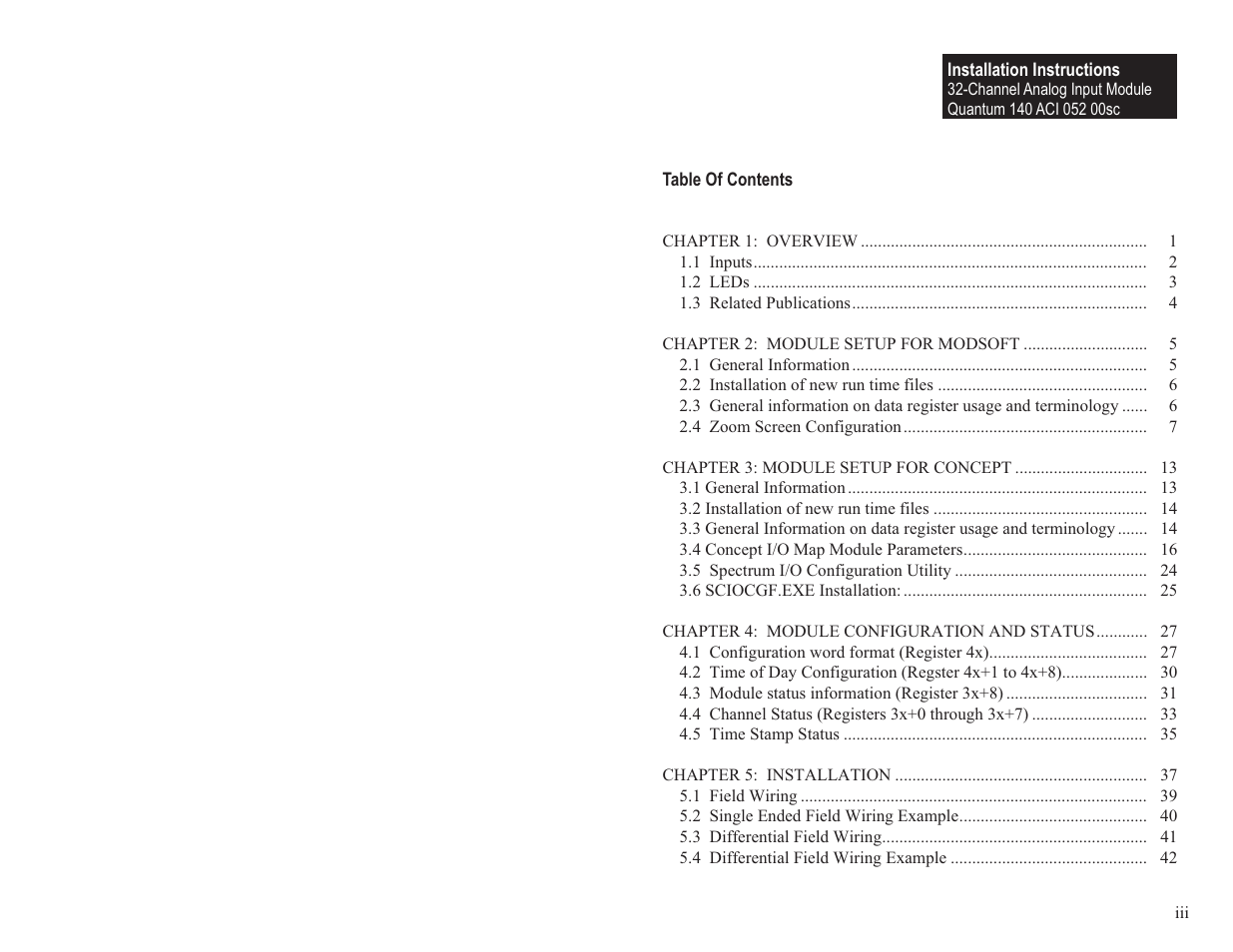 Spectrum Controls 140 ACI 052 00sc User Manual | Page 5 / 62