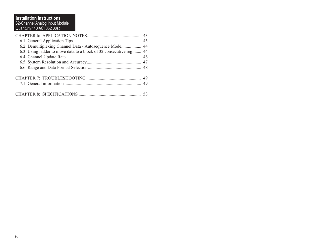 Spectrum Controls 140 ACI 052 00sc User Manual | Page 6 / 62