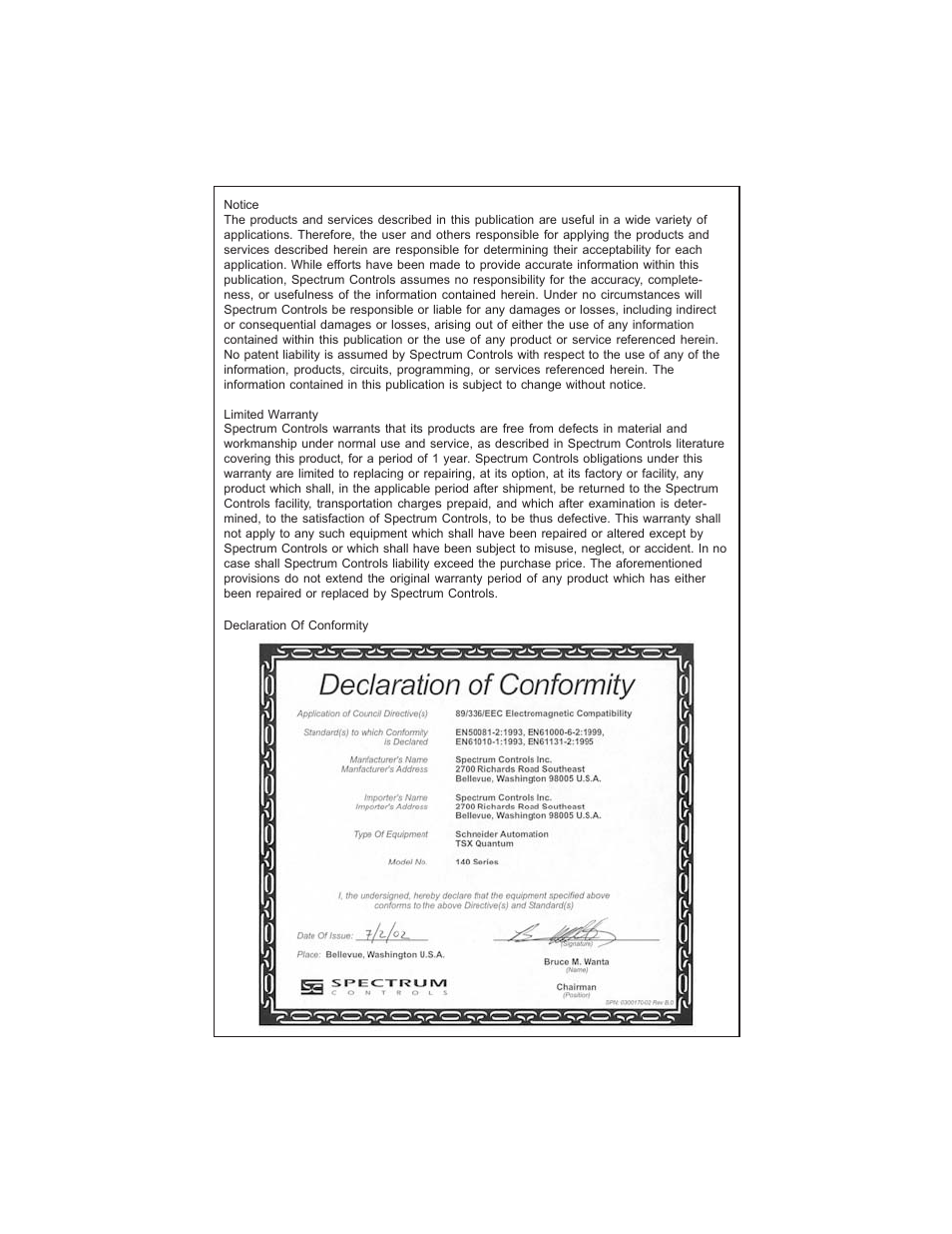 Spectrum Controls 140 ACI 052 00sc User Manual | Page 61 / 62