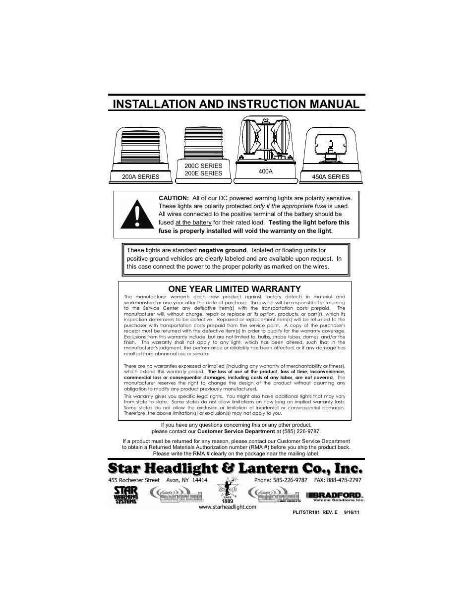 Star Headlight & Lantern 400A-LED User Manual | 4 pages