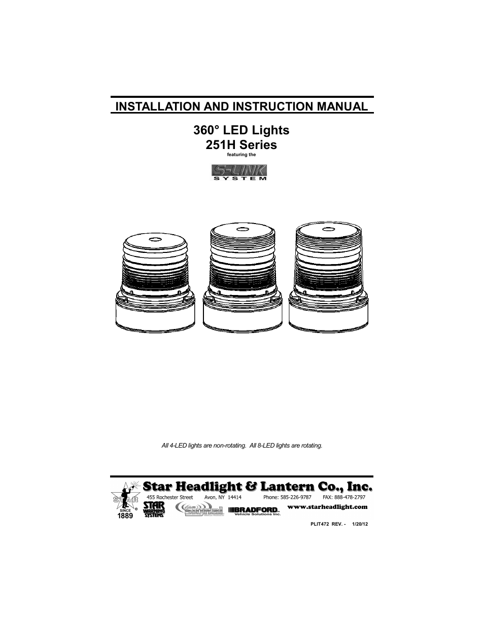 Star Headlight & Lantern 251HTL Series User Manual | 8 pages