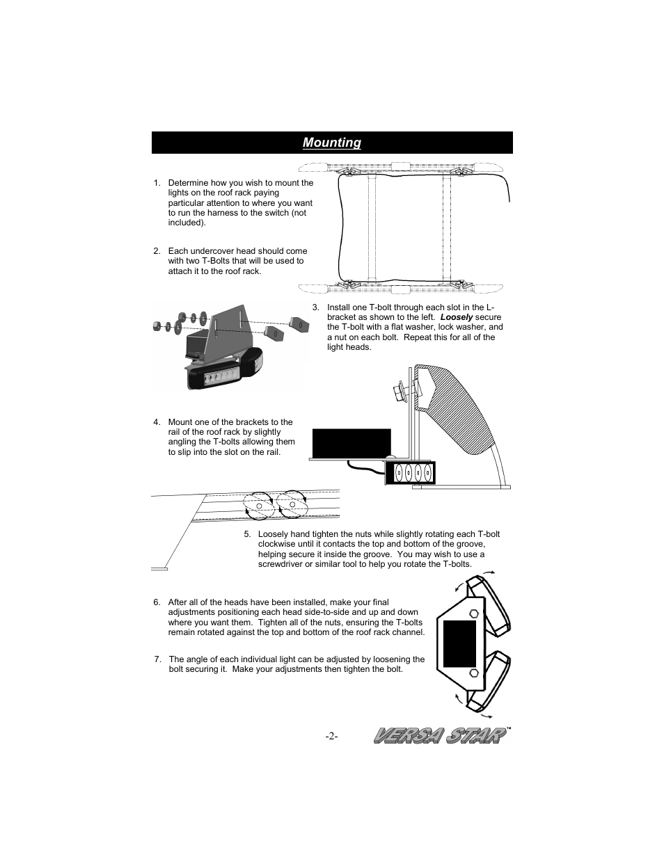 Mounting | Star Headlight & Lantern TDDL15-36-RRK Roof Rack Kit User Manual | Page 3 / 8