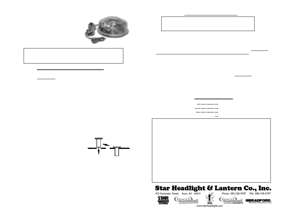 Star Headlight & Lantern 1169HM Pancake User Manual | 1 page