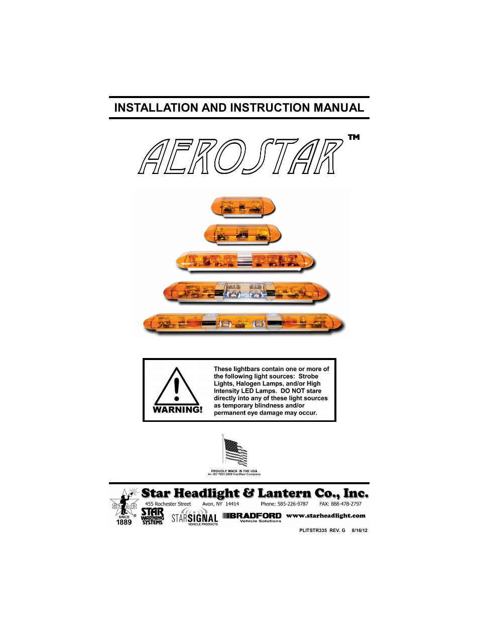 Star Headlight & Lantern 6600 Series - 64"Warning Package User Manual | 20 pages
