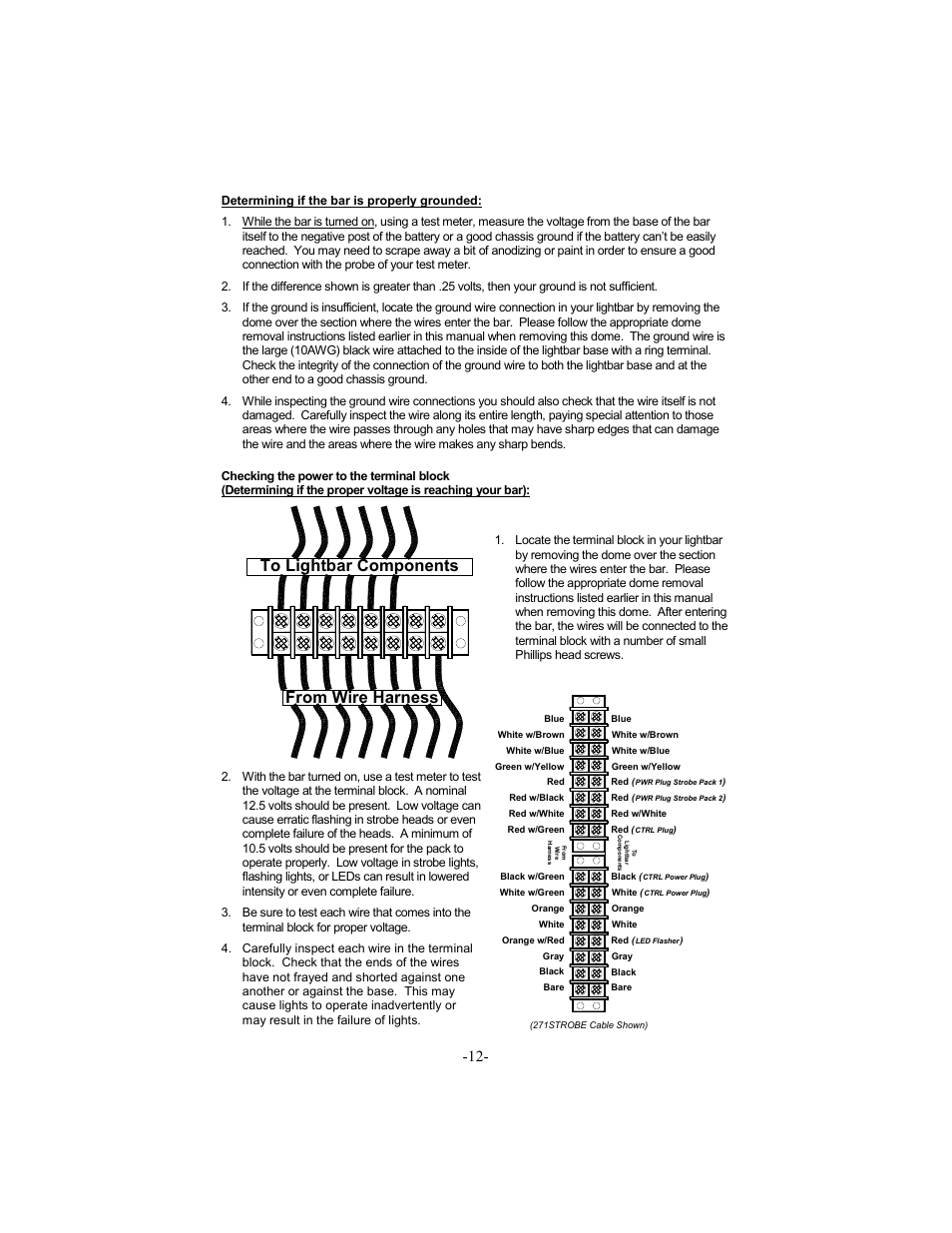 Determining if the bar is properly grounded | Star Headlight & Lantern 6600 Series - 64"Warning Package User Manual | Page 14 / 20