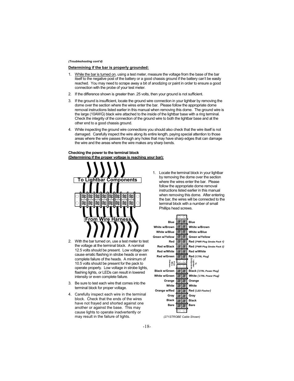 Determining if the bar is properly grounded | Star Headlight & Lantern 8600 Series Intercepto - 66" Tow Packages User Manual | Page 21 / 24