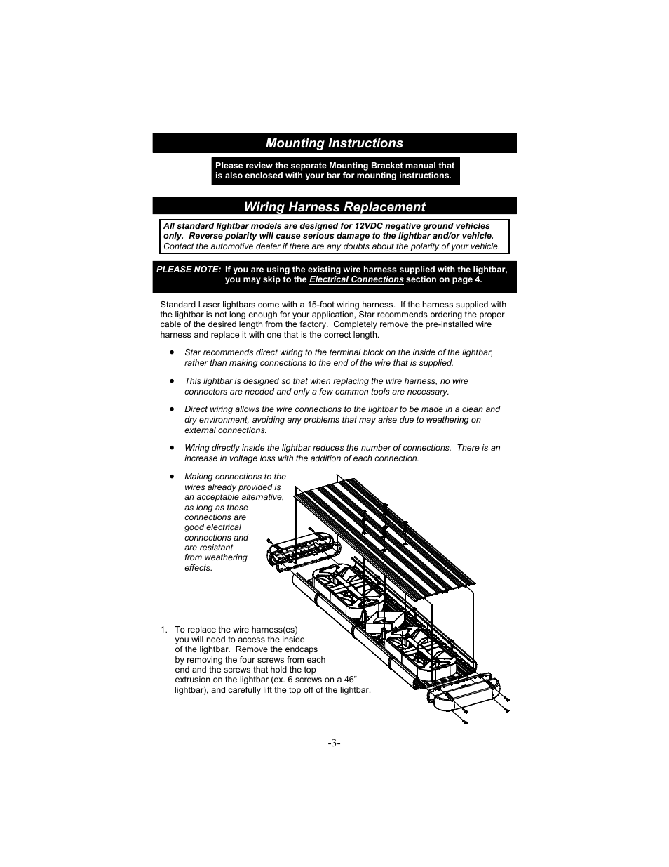 Wiring harness replacement, Mounting instructions | Star Headlight & Lantern 7400 Laser M User Manual | Page 5 / 12