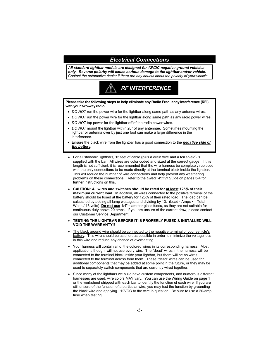 Rf interference electrical connections | Star Headlight & Lantern 7400 Laser M User Manual | Page 7 / 12