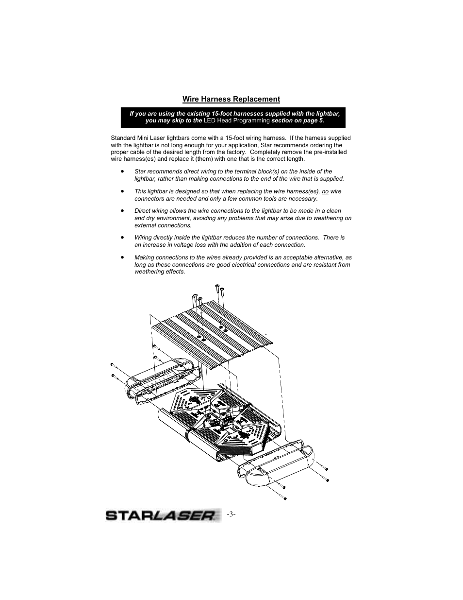 Wire harness replacement | Star Headlight & Lantern 7400 Star Lase User Manual | Page 6 / 16