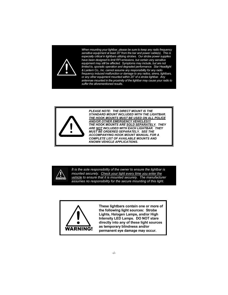 Star Headlight & Lantern 5600 Series 66" Warning Packages User Manual | Page 2 / 24