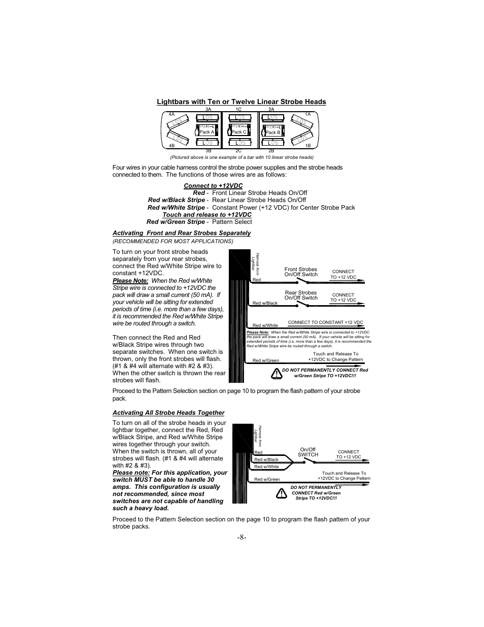 Lightbars with ten or twelve linear strobe heads | Star Headlight & Lantern 9500 Series - 58" Warning Package User Manual | Page 10 / 20