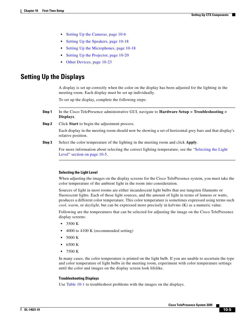 Setting up the displays | Cisco 3200 User Manual | Page 187 / 282