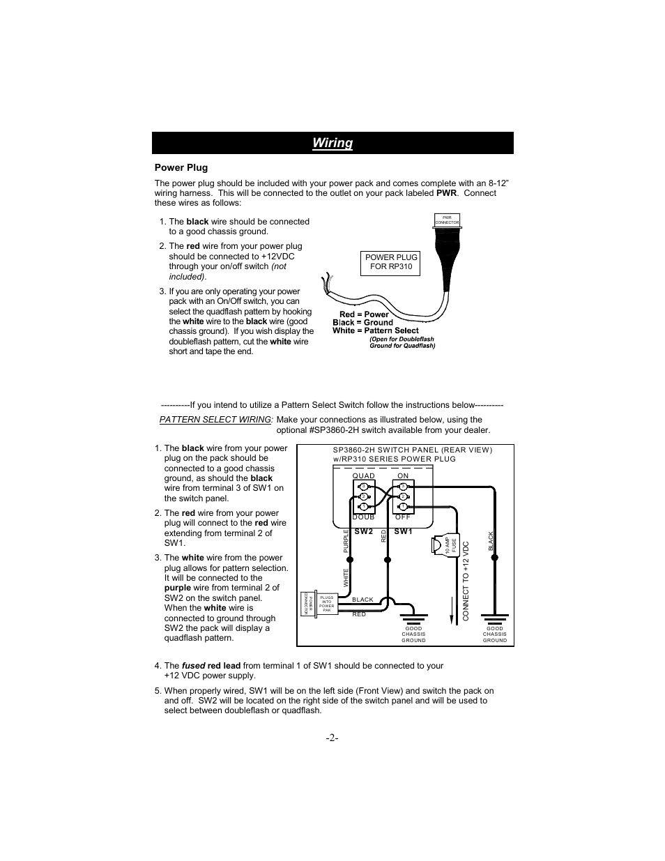 Wiring, Power plug | Star Headlight & Lantern STAR-PA RP310Q User Manual | Page 4 / 8