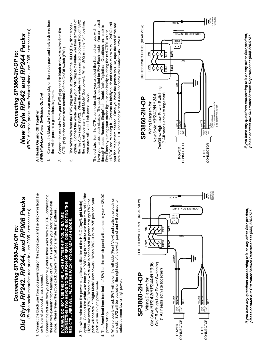 Strobe packs manufactured prior to june 2005, Rev. a strobe packs manufactured since june 2005, Wiring diagram for ne w st yle | Wir ing dia gra m f or ol d styl e | Star Headlight & Lantern RSK244-2 Strobe Kit User Manual | Page 16 / 16