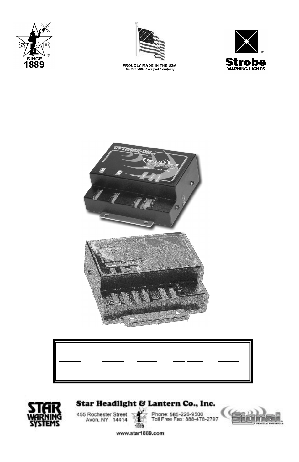 Star Headlight & Lantern Optimax-DH RP242 User Manual | 12 pages