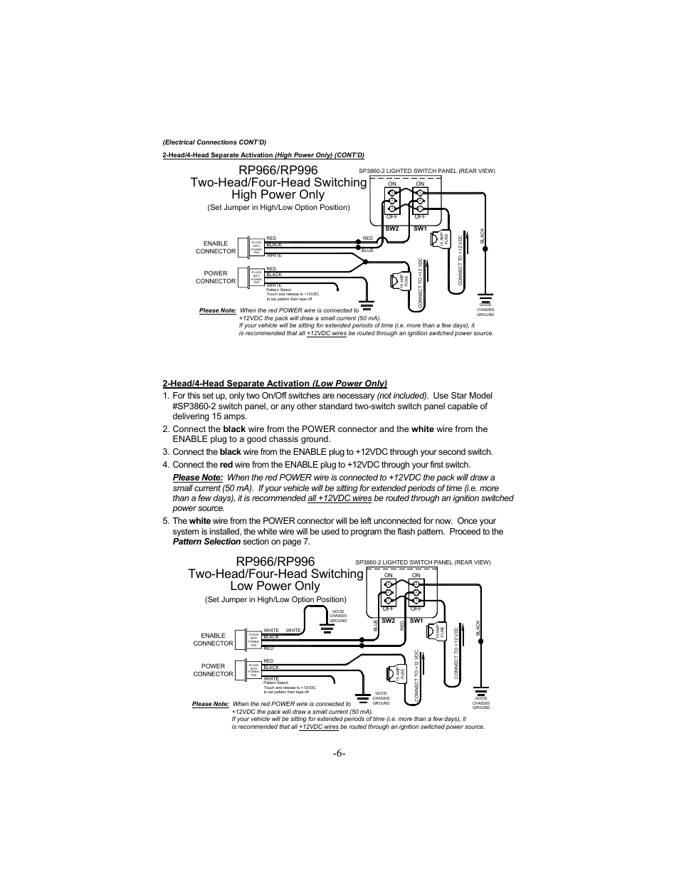 Head/4-head separate activation (low power only), Set jumper in high/low option position) | Star Headlight & Lantern STAR-PA RSK966P User Manual | Page 9 / 16