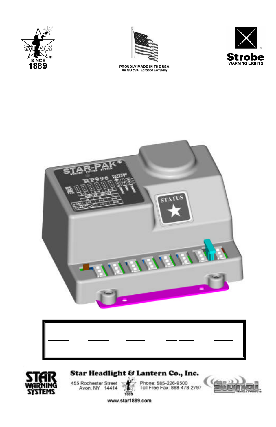 Star Headlight & Lantern STAR-PA RSK996P User Manual | 22 pages