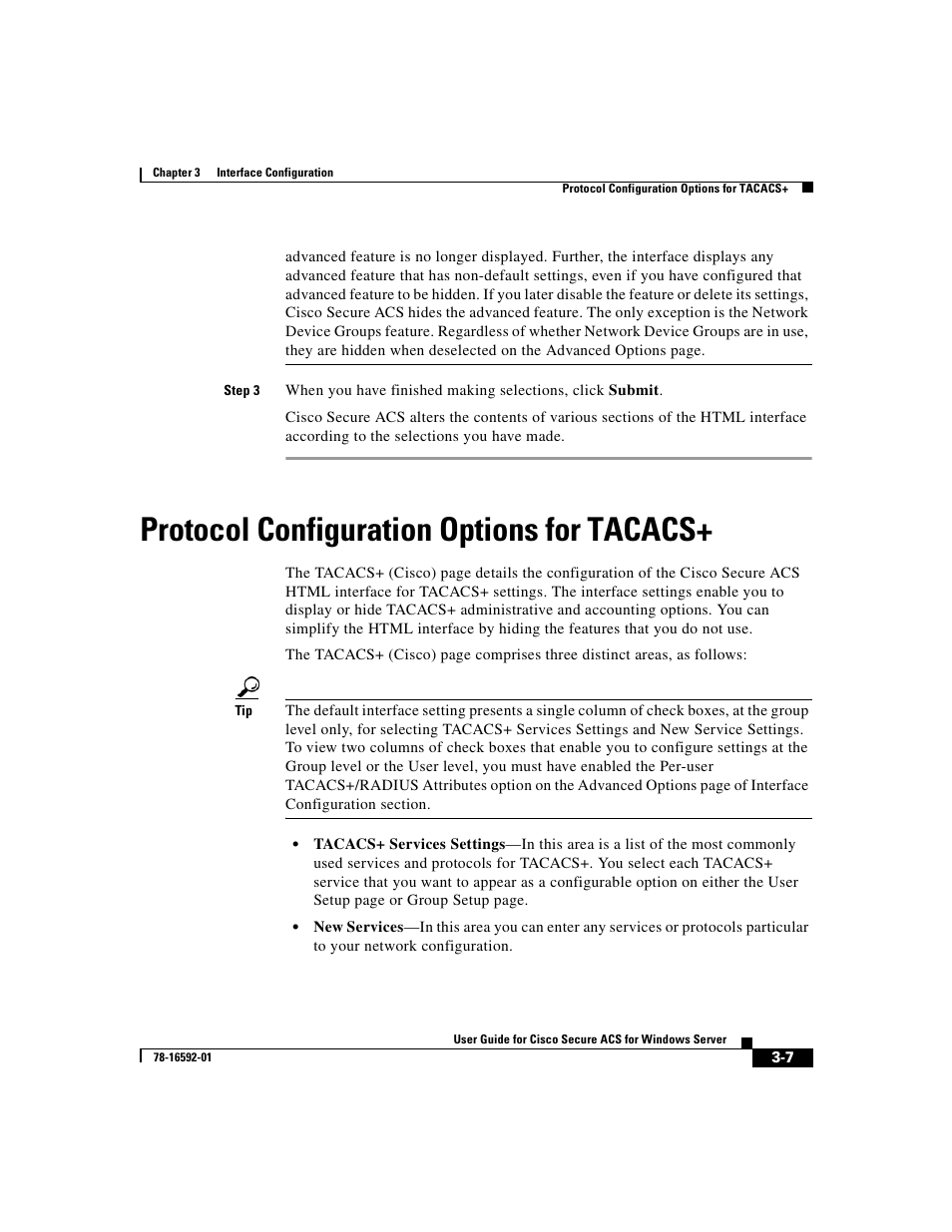 Protocol configuration options for tacacs, Protocol | Cisco 3.3 User Manual | Page 105 / 860