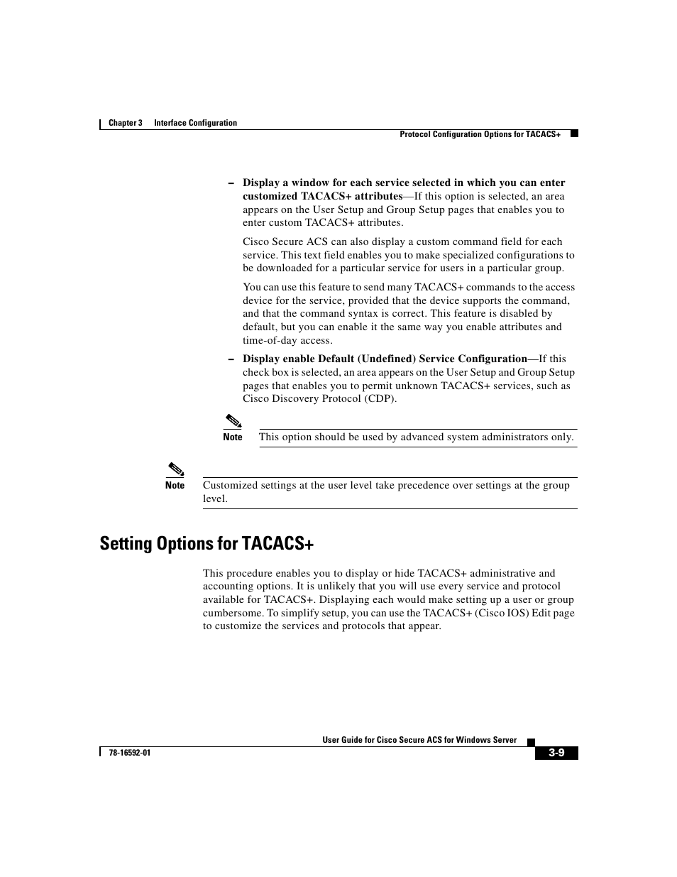 Setting options for tacacs | Cisco 3.3 User Manual | Page 107 / 860