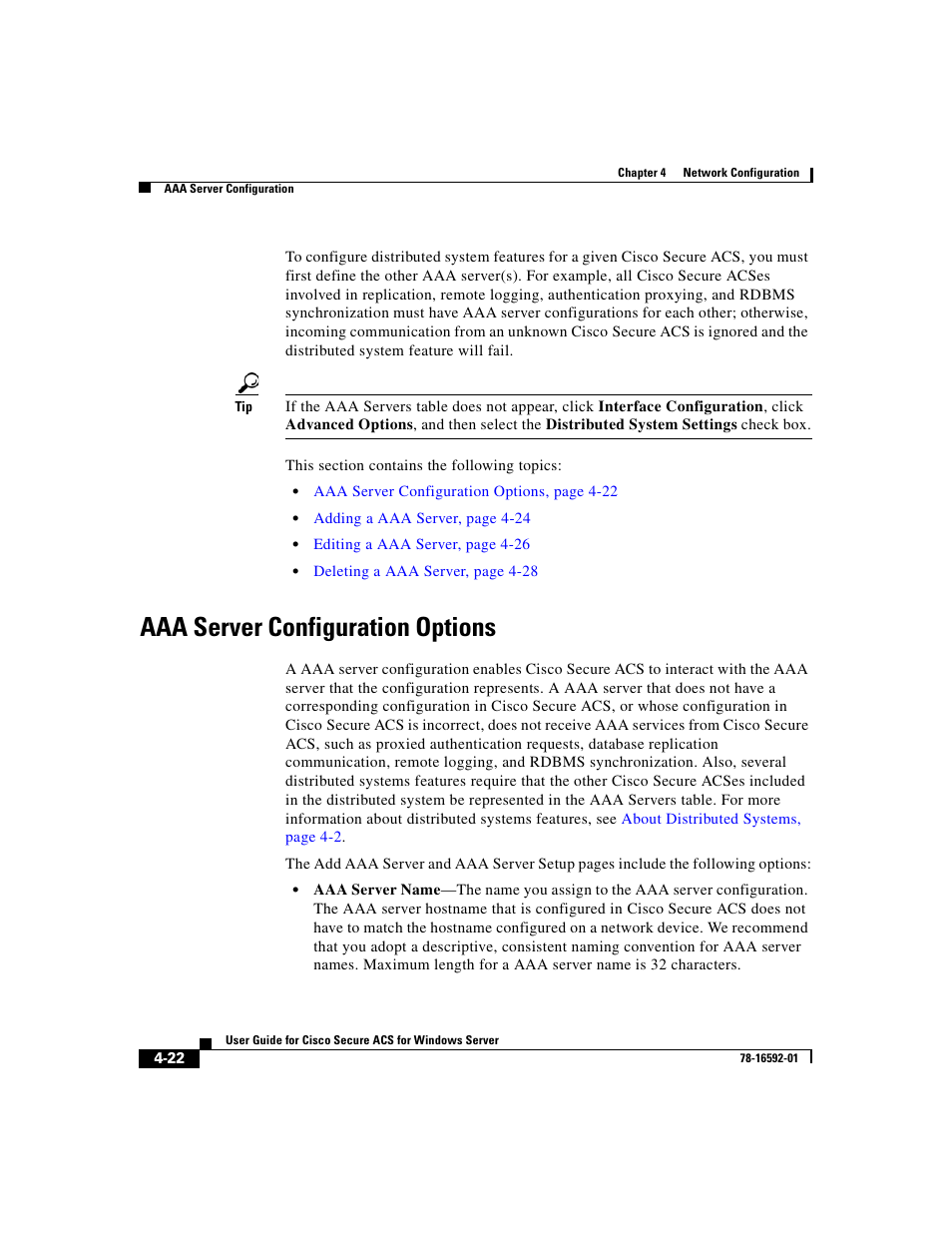 Aaa server configuration options, Aaa server configuration | Cisco 3.3 User Manual | Page 138 / 860