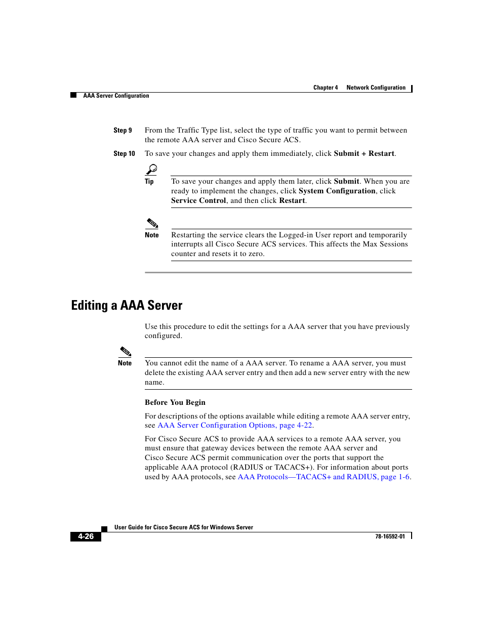 Editing a aaa server | Cisco 3.3 User Manual | Page 142 / 860