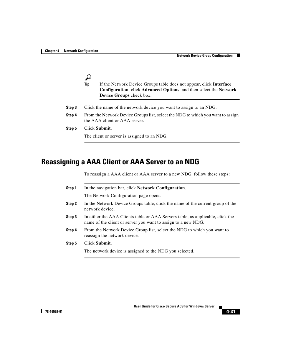 Reassigning a aaa client or aaa server to an ndg | Cisco 3.3 User Manual | Page 147 / 860