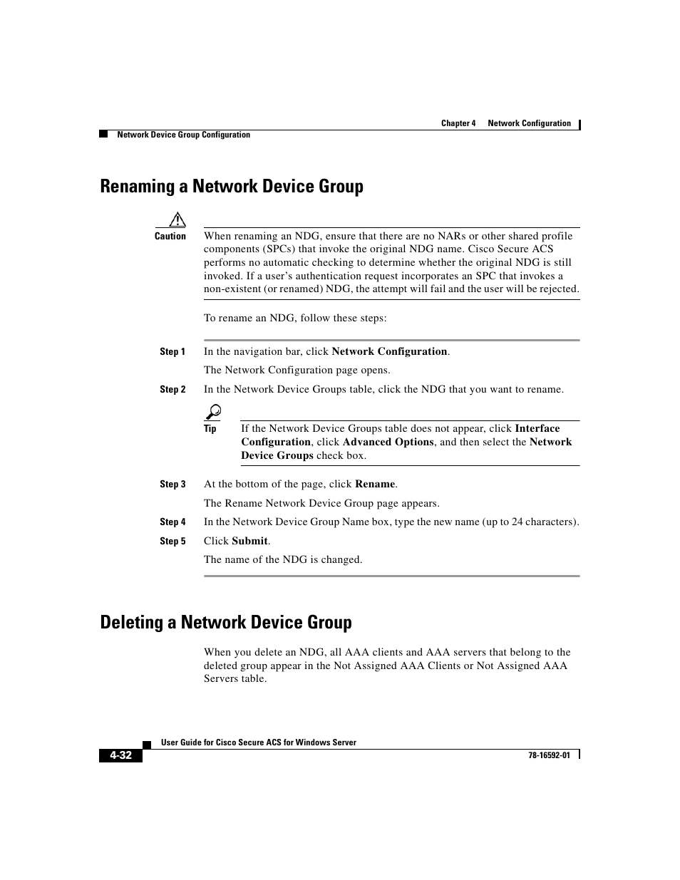 Renaming a network device group, Deleting a network device group | Cisco 3.3 User Manual | Page 148 / 860