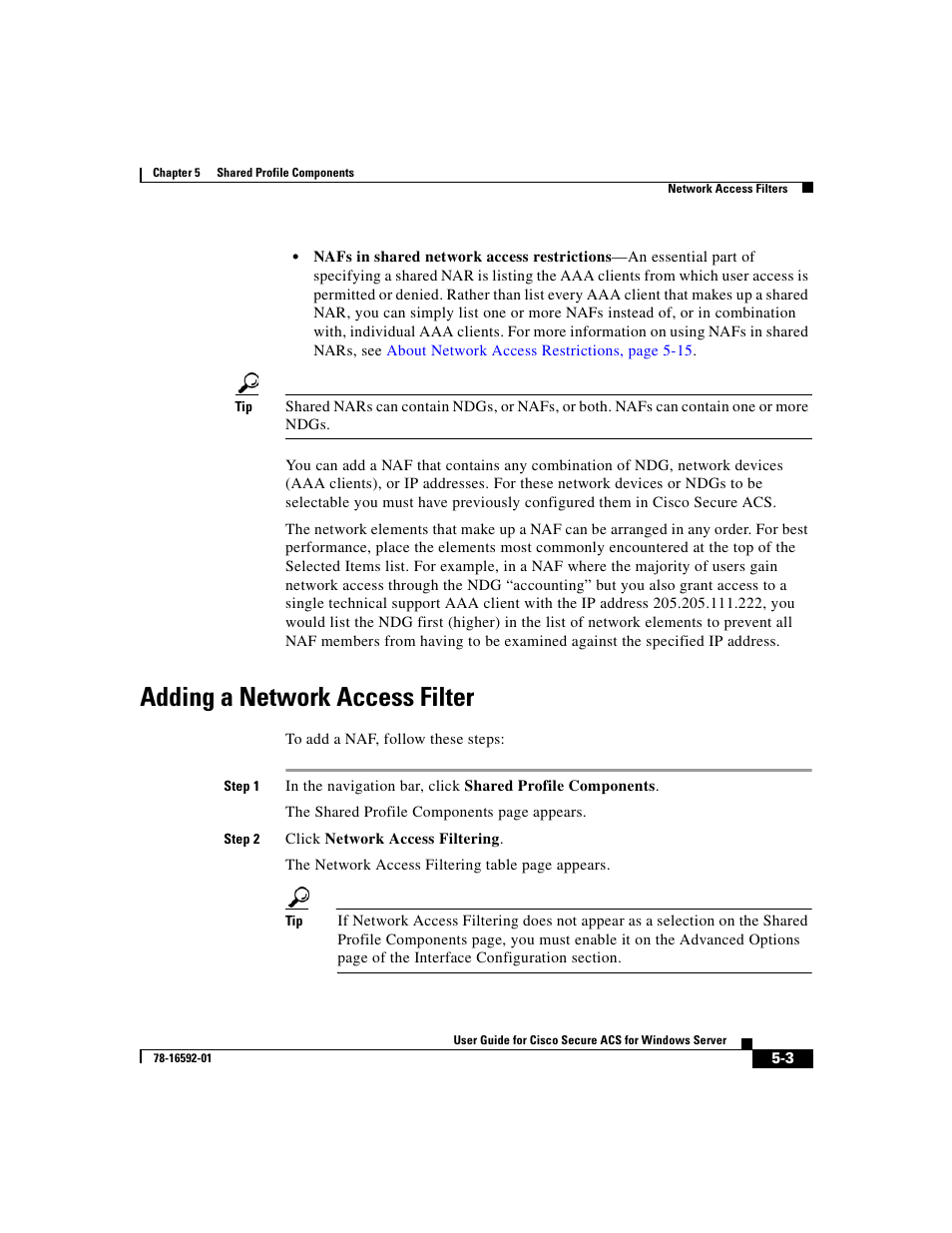 Adding a network access filter | Cisco 3.3 User Manual | Page 157 / 860