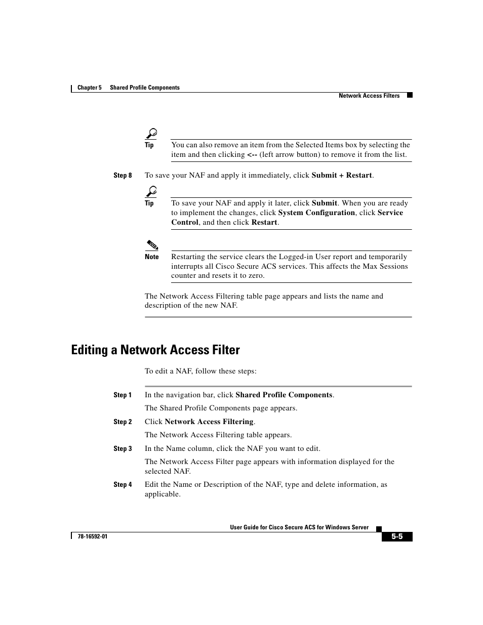 Editing a network access filter | Cisco 3.3 User Manual | Page 159 / 860